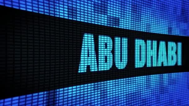 Abu Dhabi texto lateral desplazamiento led pared panel pantalla letrero tablero — Vídeos de Stock