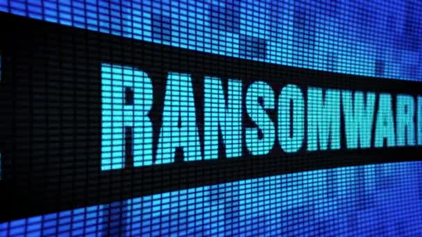 Ransomware kant tekst scrollen LED muur Pannel display tekenbord — Stockvideo