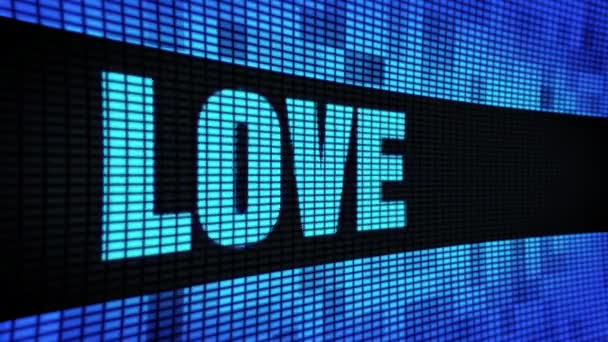 Amor texto lateral desplazamiento led pared pannel pantalla letrero — Vídeos de Stock