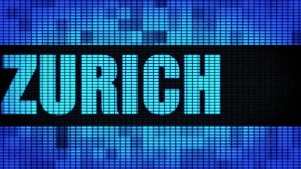 ZURICH Texto frontal Desplazamiento led de pared Pannel Display Sign Board — Vídeo de stock