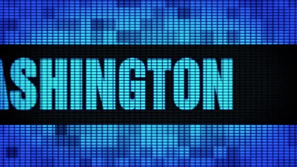 Placa de sinal de exibição de painel de parede LED de rolagem de texto frontal WASHINGTON — Vídeo de Stock