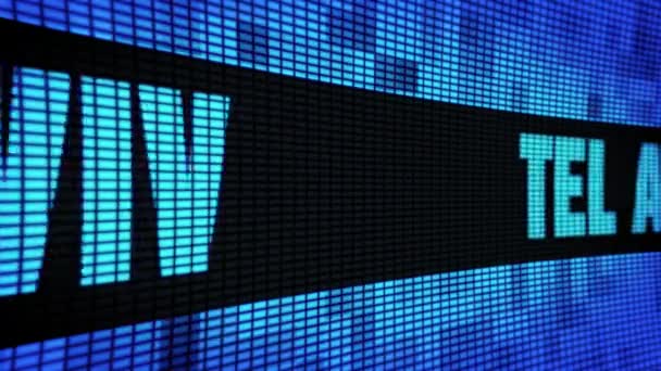 Tabellone laterale di visualizzazione del pannello di parete del LED di scorrimento del testo di TEL AVIV — Video Stock