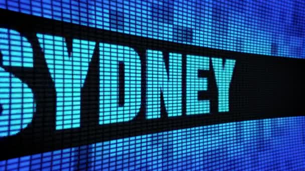 Sydney Side Text przewijanie LED ściana Pannel Display tablica rejestrowa — Wideo stockowe