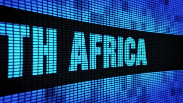 Bordo laterale di visualizzazione del pannello di parete del LED di scorrimento del testo di SUD AFRICA — Video Stock