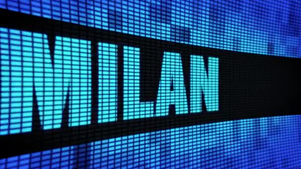 MILAN side Text Scrolling LED Wall Pannel Display Sign Board — Stock Video