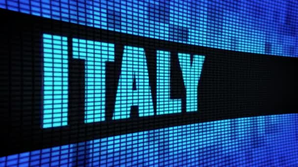 Італія сторона текст Прокрутка світлодіодний стіна Pannel дисплей дошка — стокове відео