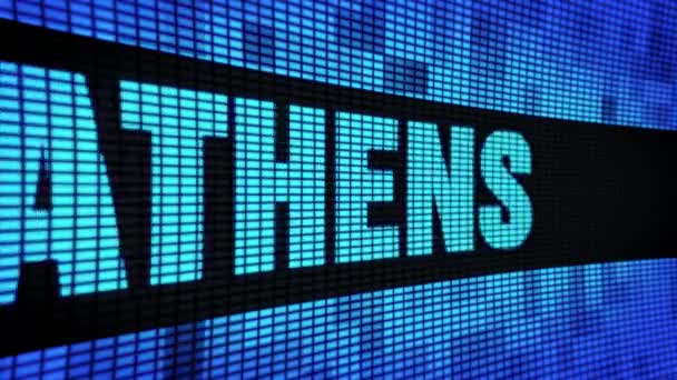 ATHENS Side Text Scrolling LED Wall Pannel Display Sign Board — Stock Video