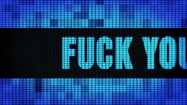 Fuck you front text scrolling led wall pannel display board — Stockvideo