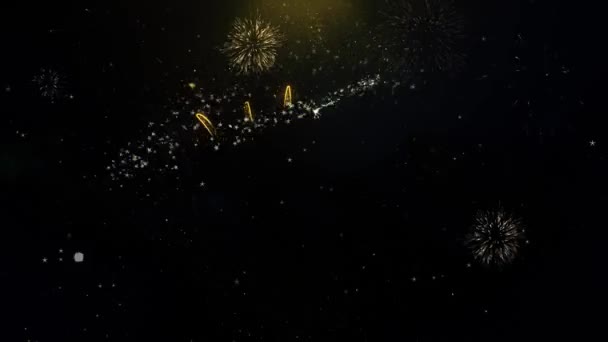 Boldog Valentin-napot szeretet írva arany részecskék robbanó tűzijáték — Stock videók