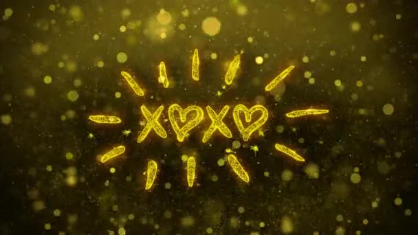 XOXO San Valentín Deseos Tarjeta de felicitación, Invitación, fuegos artificiales de celebración — Vídeo de stock
