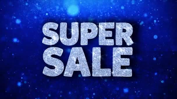 Открытки, приглашение, праздничный фон - Super Sale Wishes Blue Particles — стоковое видео