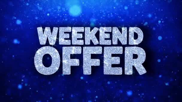 Offerta Weekend Blu Testo Auguri Particelle Saluti, Invito, Sfondo Celebrazione — Video Stock