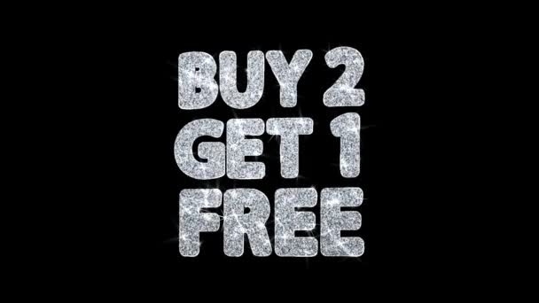 Buy 2 Get 1 szabad villogó szöveg kívánja részecskék köszöntések, meghívó, ünnepi háttér — Stock videók