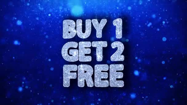 Comprar 1 Get 2 Free Blue Text Wishes Particles Saudações, Convite, Fundo da celebração — Vídeo de Stock