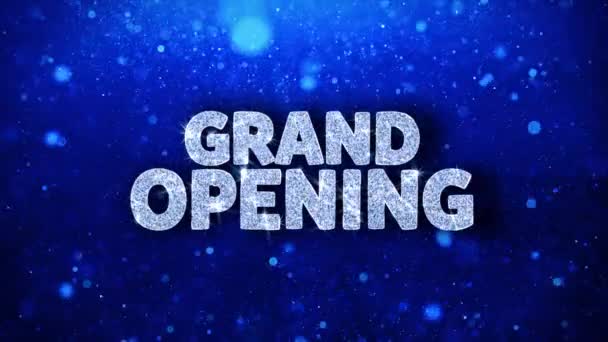 Grand Opening Blue Text augura Particelle Saluti, Inviti, Sfondo di celebrazione — Video Stock