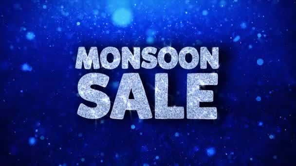 Monsoon Sale Blue Text Wishes Particles Greetings, Invitation, Celebration Background — Stock Video