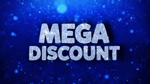 Mega Discount Blue Text Deseja Particles Saudações, Convite, Fundo da celebração — Vídeo de Stock