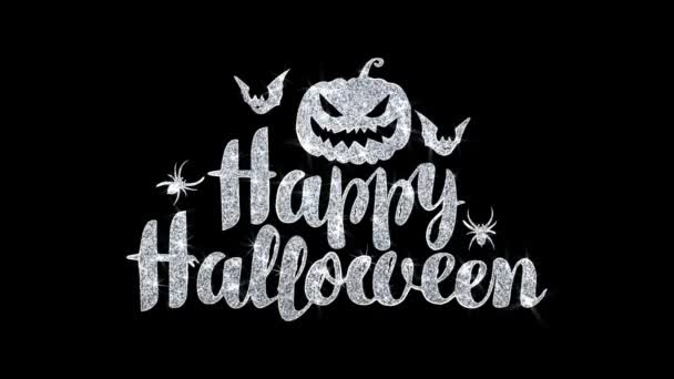 Feliz Halloween texto parpadeante desea partículas Saludos, Invitación, Fondo de celebración — Vídeos de Stock