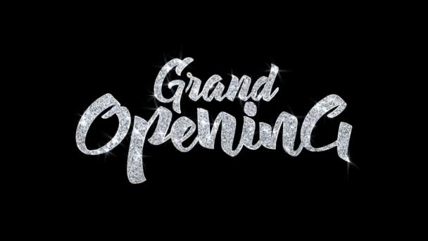 Grand Opening Blinking Texto Desejos Partículas Saudações, Convite, Fundo Celebração — Vídeo de Stock