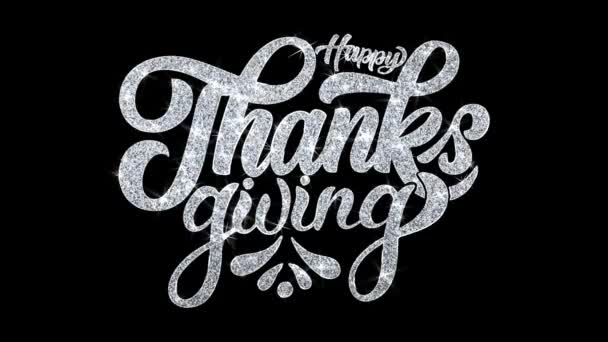Happy Thanksgiving blinkande text önskar partiklar hälsningar, inbjudan, firande bakgrund — Stockvideo