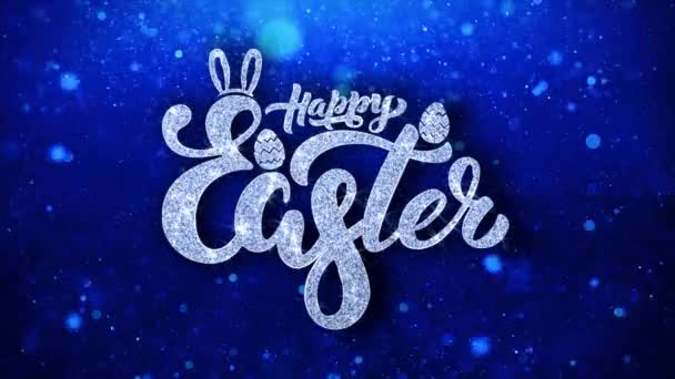 Happy Easter Blue Text Wishes Particles Greetings, Invitation, Celebration Background — Stock Video