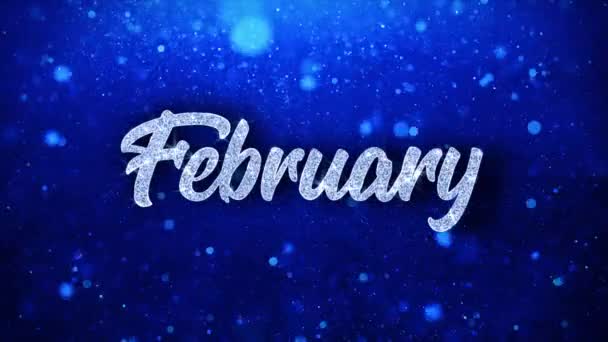 February Blue Text Wishes Particles Greetings, Invitation, Celebration Background — Stock Video