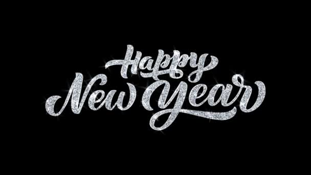 Frohes neues Jahr blinkender Text wünscht Teilchen Grüße, Einladung, Feier Hintergrund