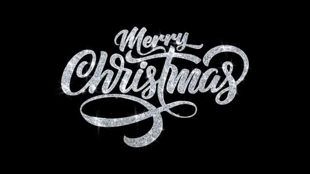 Merry Christmas tekst wensen deeltjes groeten, uitnodiging, viering achtergrond — Stockvideo
