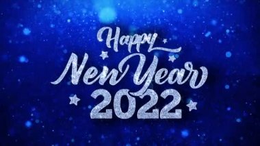 Happy New Year 2022 Mavi Metin DilekLer Parçacıklar Selamlar, Davet, Kutlama Arka Plan