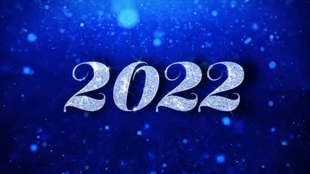 2022 Happy New Year Mavi Metin DilekLer Parçacıklar Selamlar, Davet, Kutlama Arka Plan — Stok video