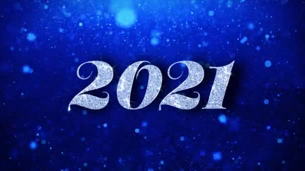 2021 Happy New Year Mavi Metin DilekLer Parçacıklar Selamlar, Davet, Kutlama Arka Plan — Stok video