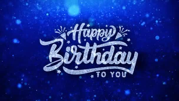 Buon compleanno Blu Text Wishes Particles Saluti, Invito, Sfondo di celebrazione — Video Stock