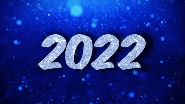 2022 Happy New Year Mavi Metin DilekLer Parçacıklar Selamlar, Davet, Kutlama Arka Plan — Stok video