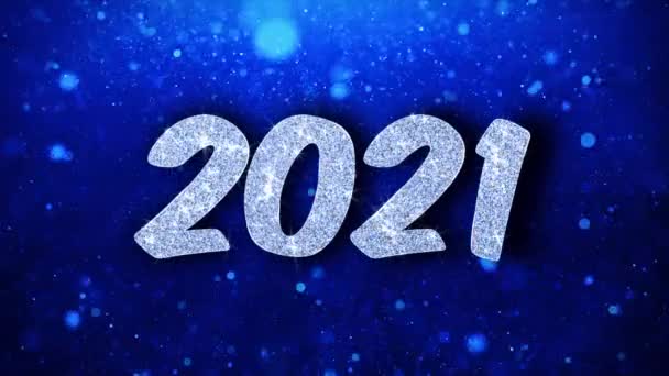 2021 新年快乐 蓝色文本祝福粒子问候，邀请，庆祝背景 — 图库视频影像