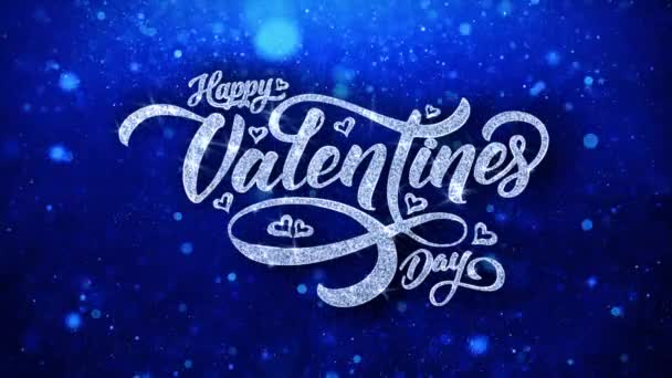 Valentine Day Blue Text Wishes Particles Greetings, Invitation, Celebration Background — Stock Video