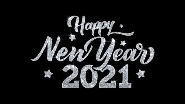 Feliz Año Nuevo 2021 Texto Parpadeante Desea Partículas Saludos, Invitación, Fondo de Celebración — Vídeos de Stock