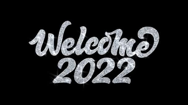 Bonne année 2022 Texte clignotant Souhaite Particules Salutations, Invitation, Célébration Contexte — Video