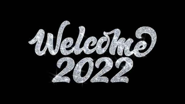 Boldog új évet 2022 villogó szöveg kívánja részecskék köszöntések, meghívó, ünnepi háttér
