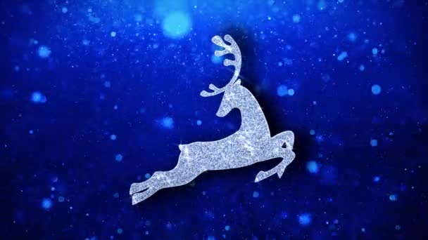 Natal ornamento Papai Noel trenó com veados Blinking ícone Partículas — Vídeo de Stock