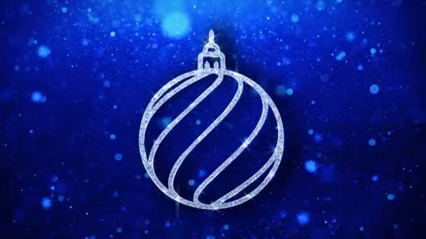 Christmas Ornament släde Bell element blinkande ikon partiklar bakgrund — Stockvideo