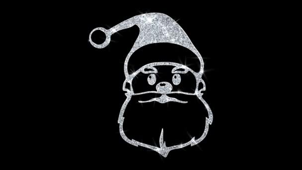 Christmas Santa Claus Mask Element Blinking Icon Particles Background — Stock Video