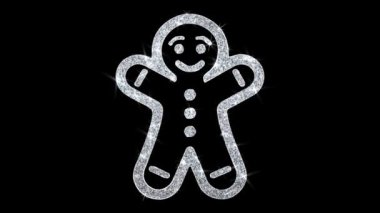 Noel Gingerbread Süs Adam Element Yanıp Sönen Simge Parçacıklar Arka Plan