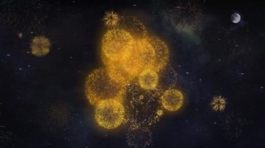Diwali Element simgesi Metin İstekleri Havai fişek Parçacıkları Tebrik kartı reveal.