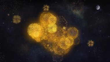 Happy New Year 2022 Metin Dilekler Havai Fişek Parçacıkları Tebrik kartı Reveal.