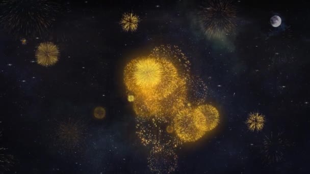 Shubh Happy Diwali Text Wishes Reveal From Firework Particles Tarjeta de felicitación . — Vídeo de stock