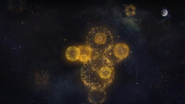 Xoxo Text Wishes Reveal From Firework Particles Tarjeta de felicitación . — Vídeo de stock