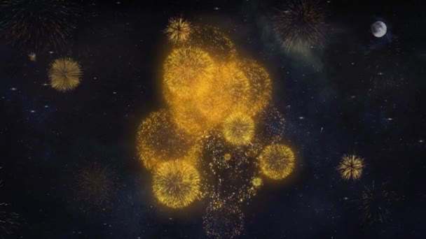 Diwali element pictogram tekst wensen onthullen van vuurwerk deeltjes wenskaart. — Stockvideo