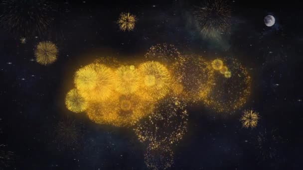 Bonne année 2022 Texte Souhaite révéler des particules de feu d'artifice Carte de souhaits . — Video