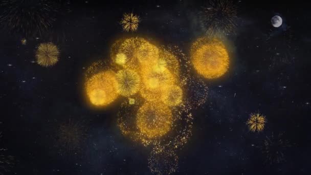 Cuori Testo Desideri Rivelare Da Particelle Fuoco d'artificio Biglietto di auguri . — Video Stock