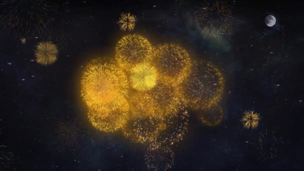 Felice anno nuovo 2020 I desideri di testo rivelano da particelle di fuoco d'artificio Biglietto di auguri . — Video Stock